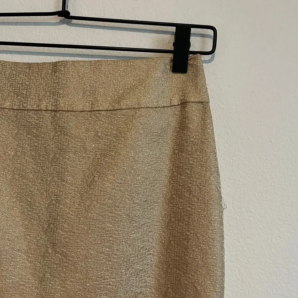 J.Crew Gold Silk Blend Pencil Skirt 0 Retro Glamour Sophisticated Chic Casual